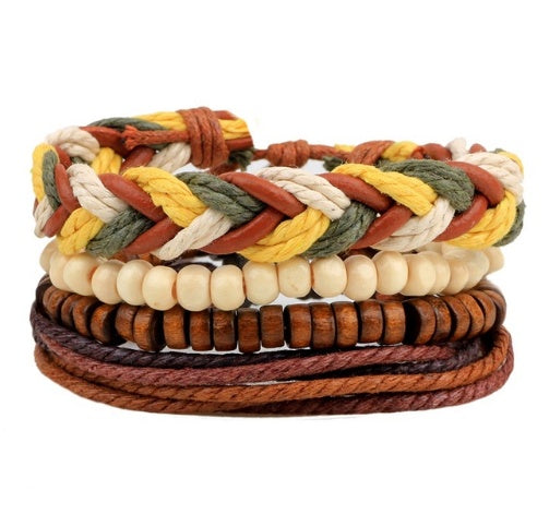 Pulsera de cuero para hombre, pulsera de cuentas multicapa, pulseras envolventes Punk para mujer, joyería Vintage punk para hombre