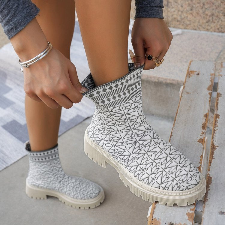Nuevo Botas cortas Flying Woven Sports Independent de talla grande para mujer