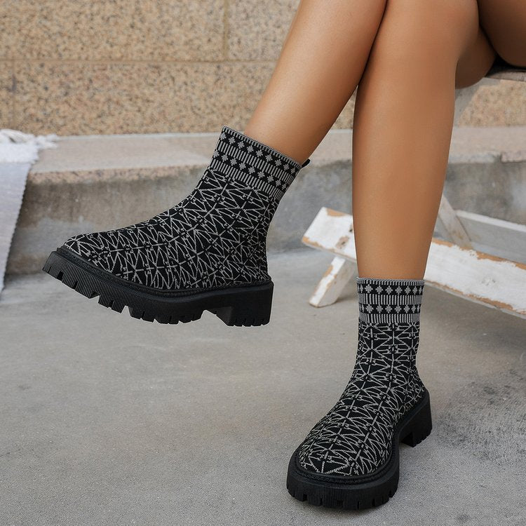 Nuevo Botas cortas Flying Woven Sports Independent de talla grande para mujer