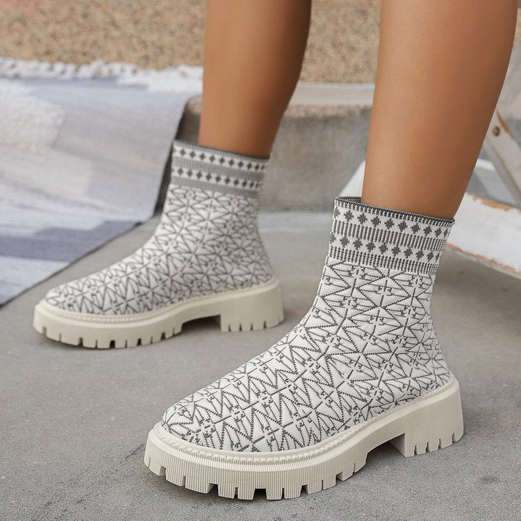 Nuevo Botas cortas Flying Woven Sports Independent de talla grande para mujer