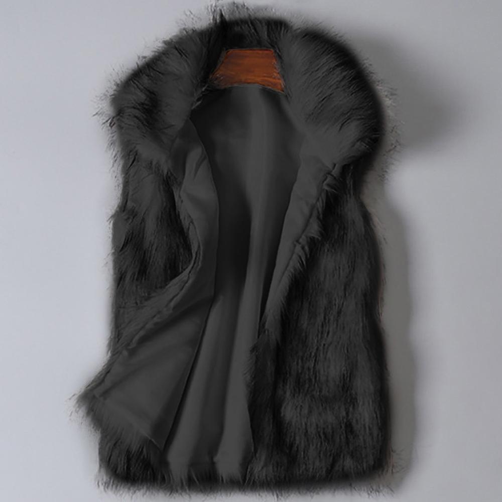 Faux Fur Vest Standing Collar Faux Fur Coat