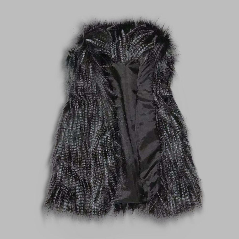 Faux Fur Vest Standing Collar Faux Fur Coat