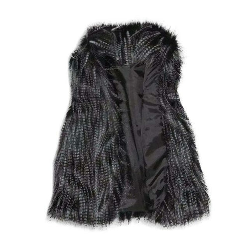 Faux Fur Vest Standing Collar Faux Fur Coat