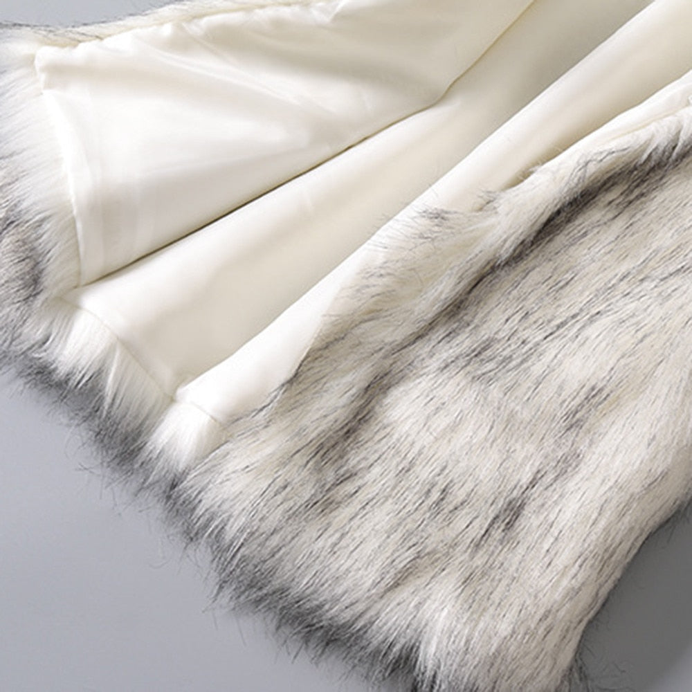 Faux Fur Vest Standing Collar Faux Fur Coat
