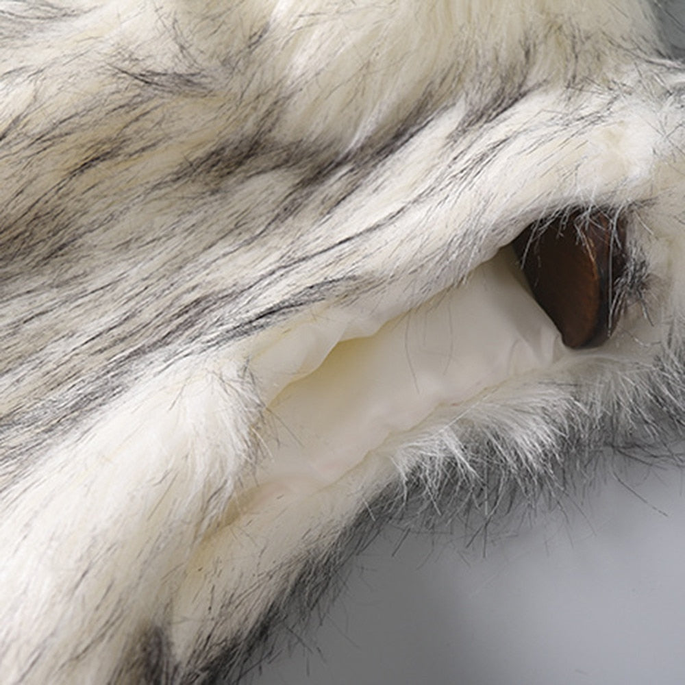Faux Fur Vest Standing Collar Faux Fur Coat