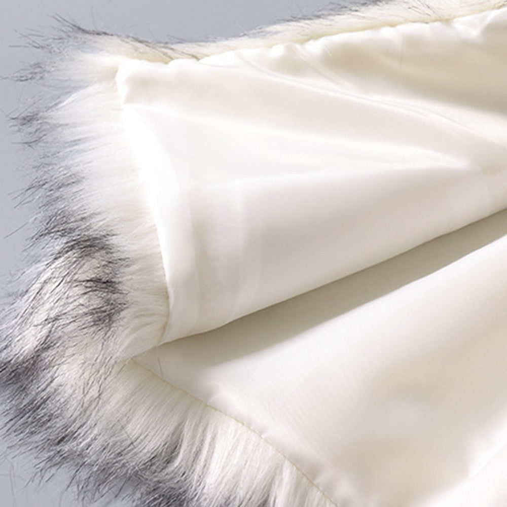 Faux Fur Vest Standing Collar Faux Fur Coat