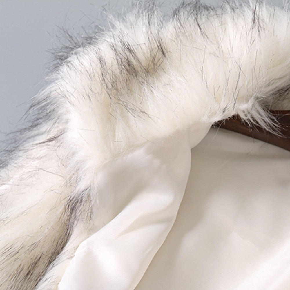 Faux Fur Vest Standing Collar Faux Fur Coat
