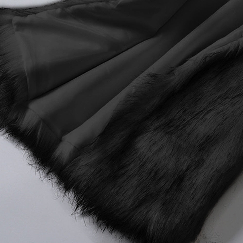 Faux Fur Vest Standing Collar Faux Fur Coat