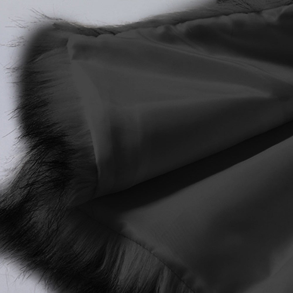 Faux Fur Vest Standing Collar Faux Fur Coat
