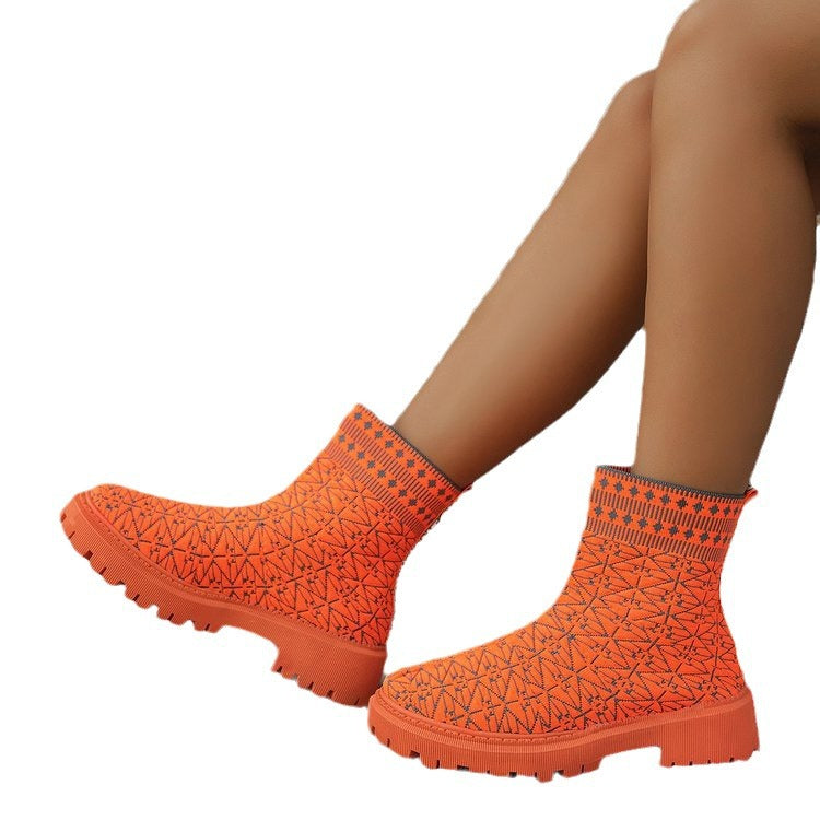 New Flying Woven Sports Independent Plus Size Women's Short Boots